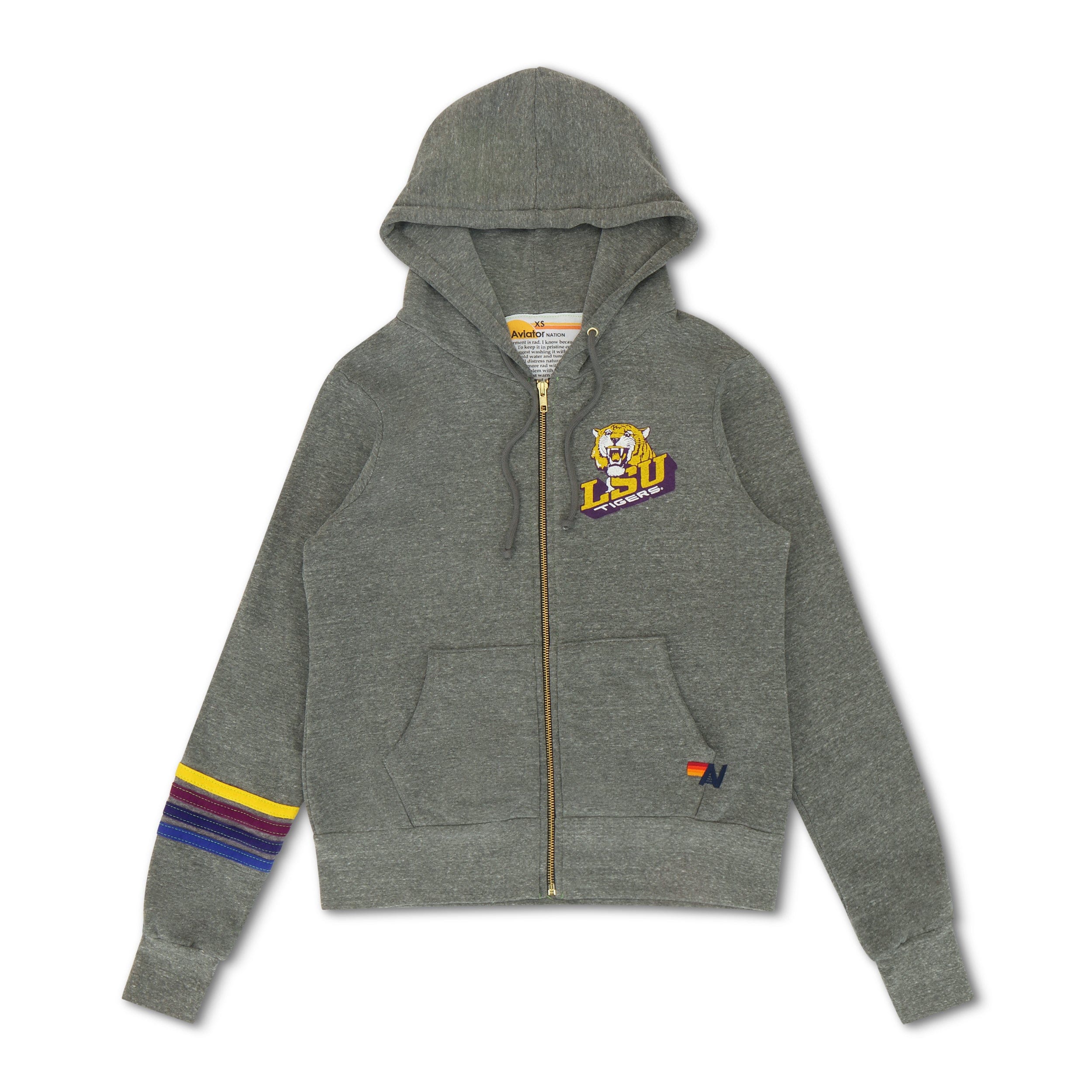 LSU BOLT ZIP HOODIE - HEATHER GREY - Image 5