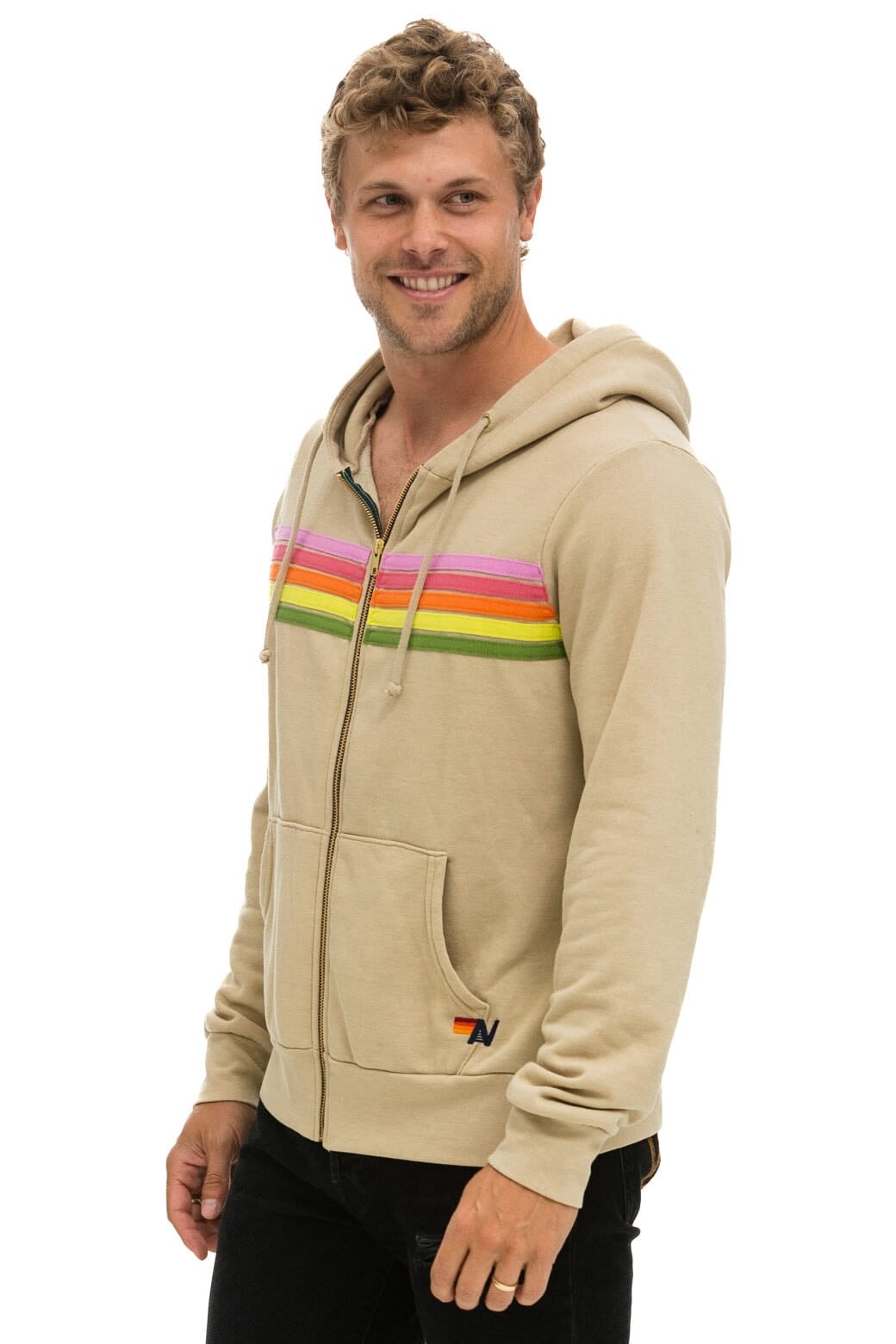 5 STRIPE HOODIE - SAND // PINK // GREEN - Image 4