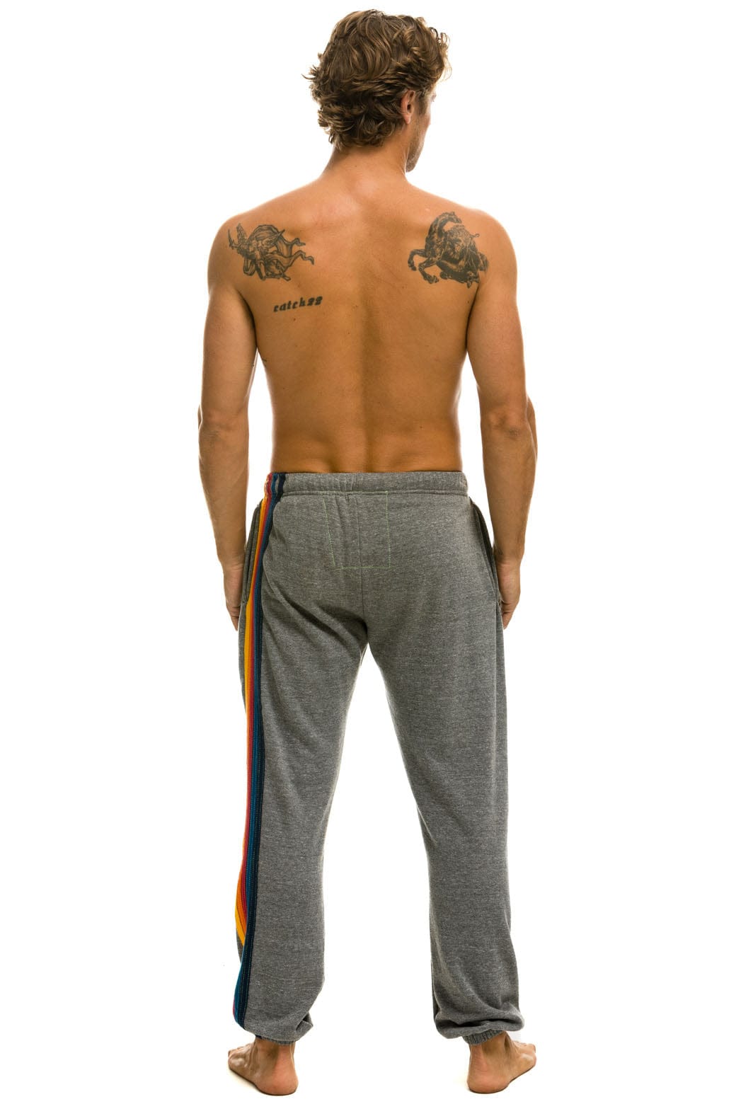 5 STRIPE SWEATPANTS - HEATHER GREY - Image 4