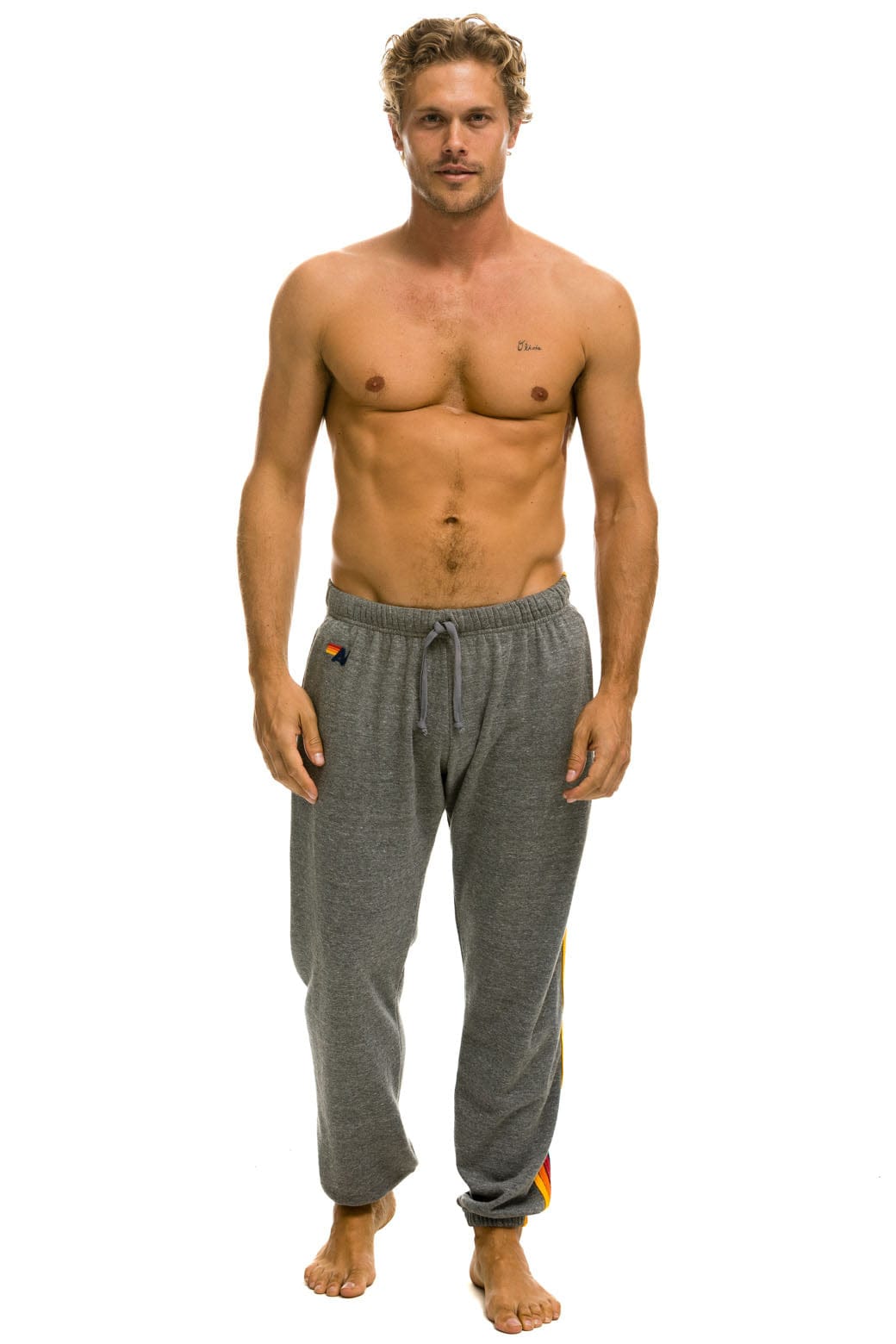5 STRIPE SWEATPANTS - HEATHER GREY - Image 2