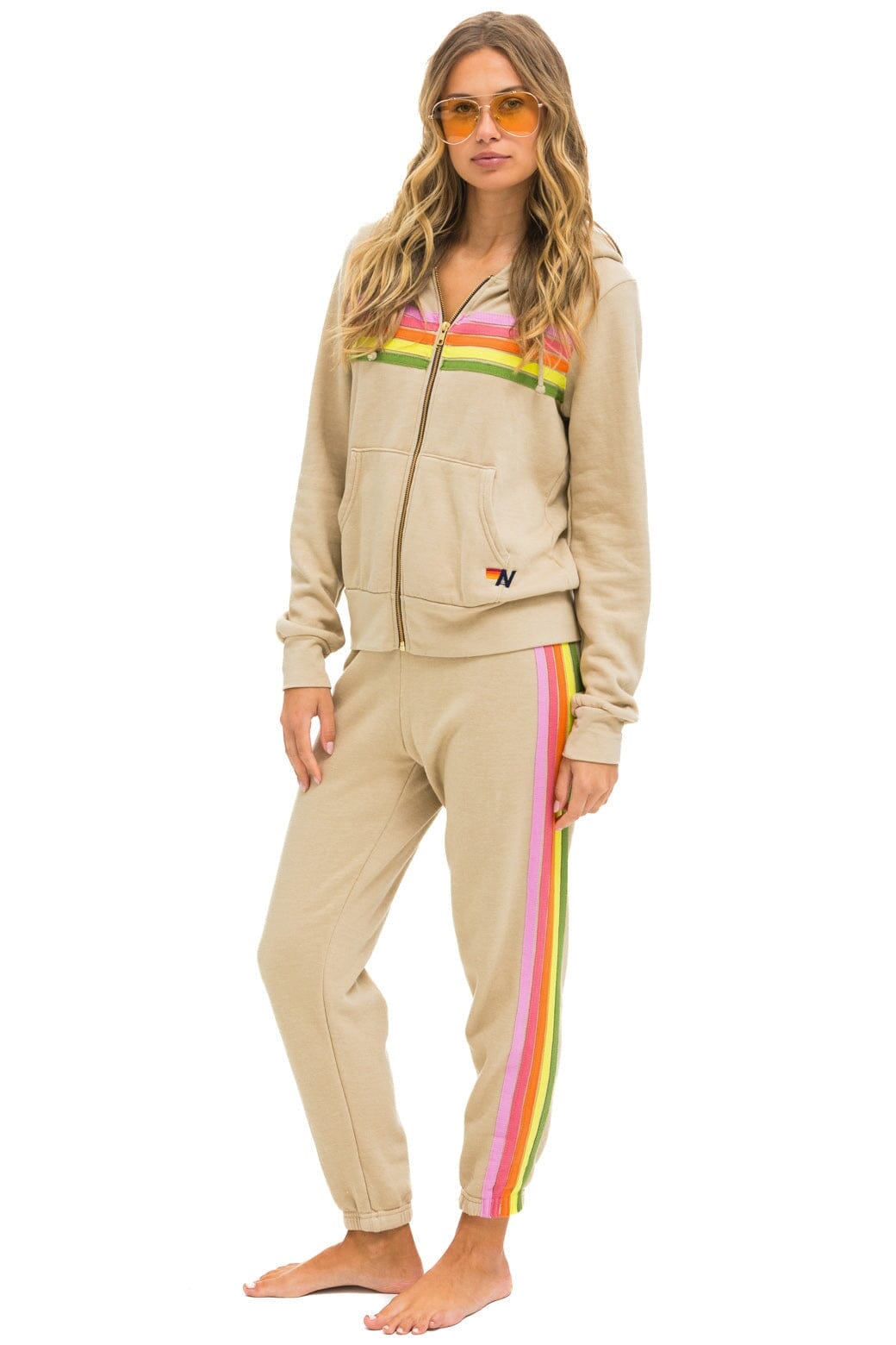 5 STRIPE SWEATPANTS - SAND // PINK // GREEN - Image 5