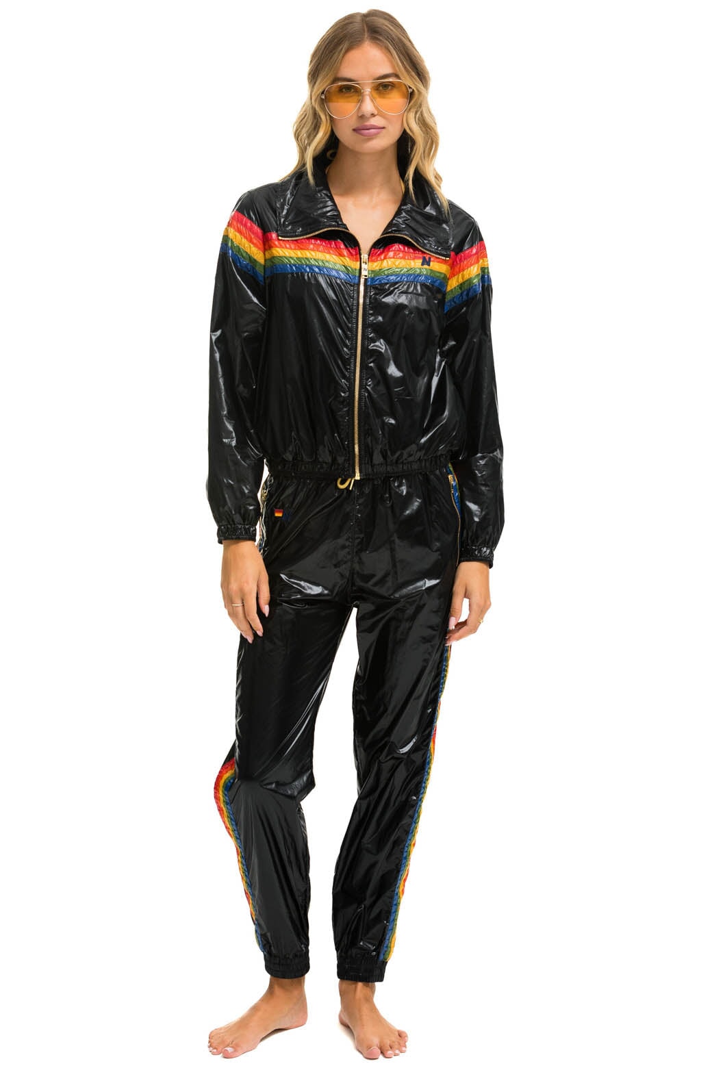 5 STRIPE WINDBREAKER - BLACK GLOSSY - Image 5