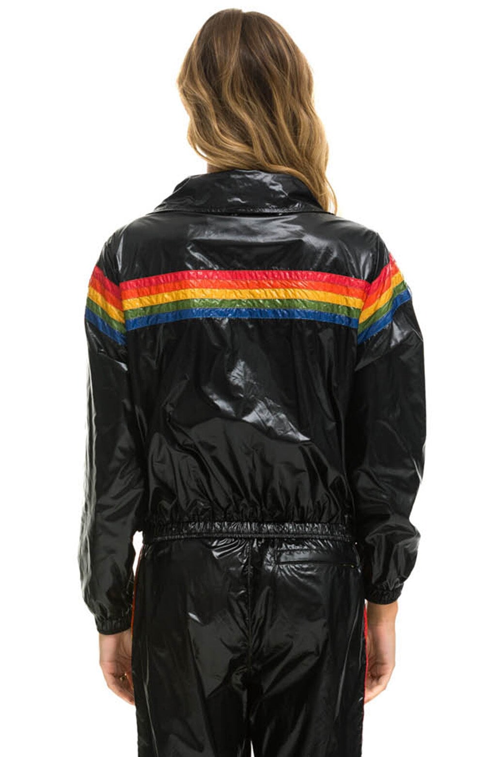 5 STRIPE WINDBREAKER - BLACK GLOSSY - Image 3