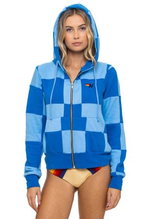 CHECK QUILT ZIP HOODIE - SKY // ADVENTURE BLUE