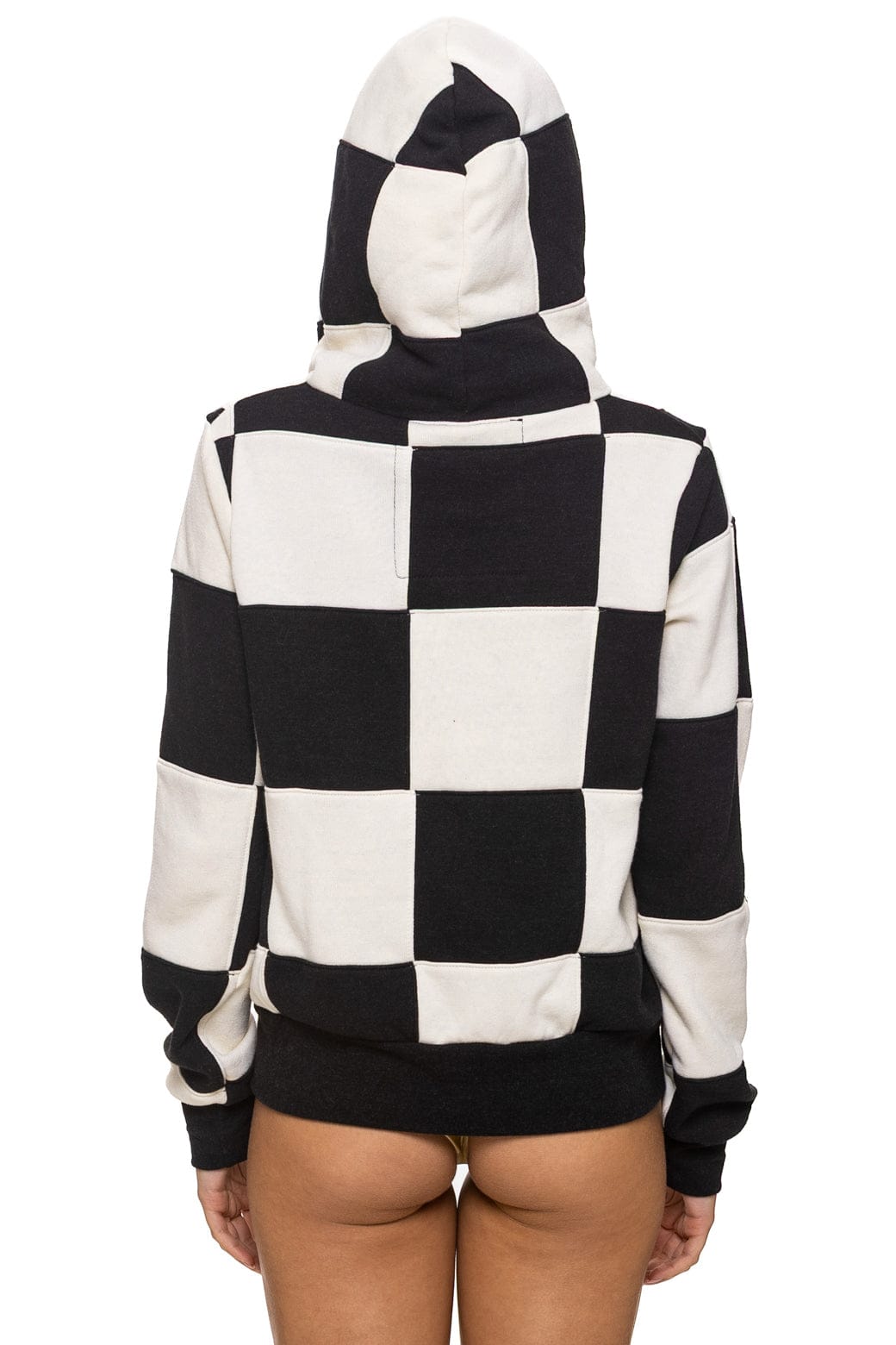 CHECK QUILT ZIP HOODIE - VINTAGE WHITE // BLACK - Image 9