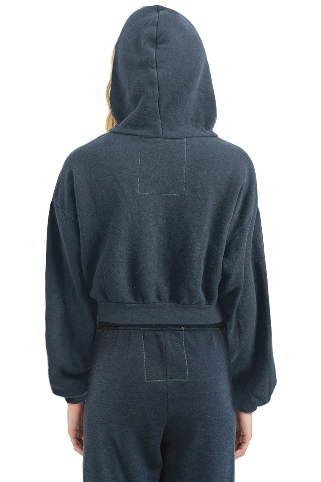 SUNSET PATCH RELAXED CROPPED ZIP HOODIE - CHARCOAL - Image 2