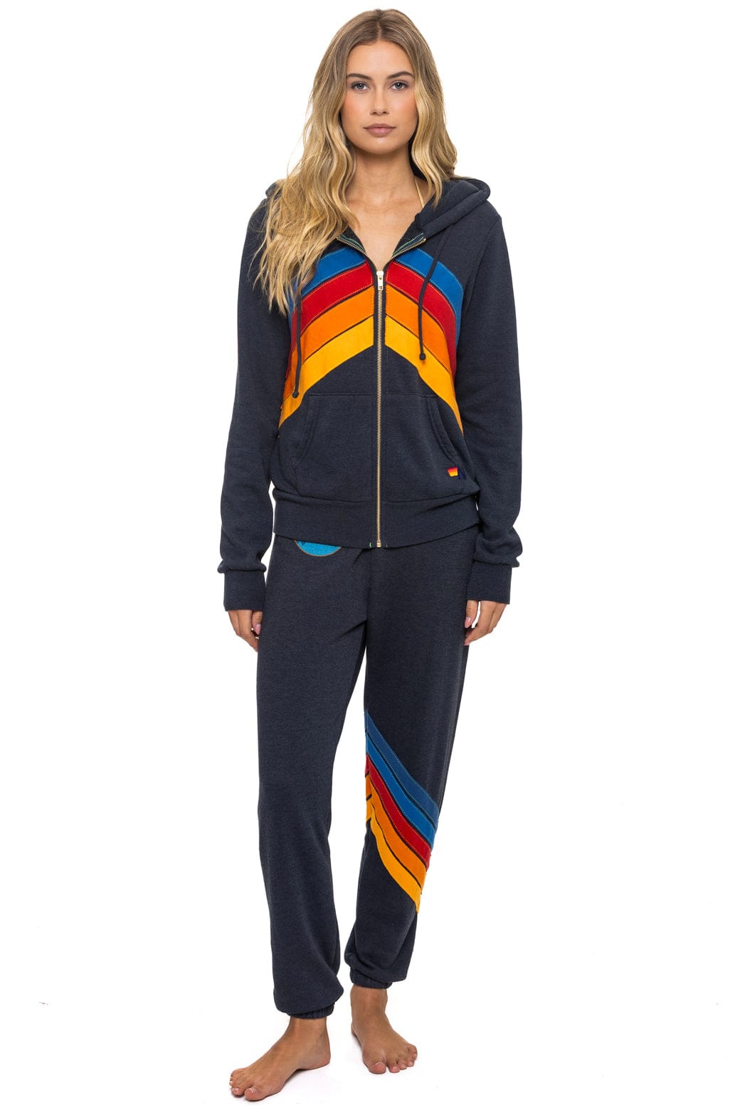 MOUNTAIN STITCH CHEVRON 4 ZIP HOODIE - CHARCOAL - Image 3