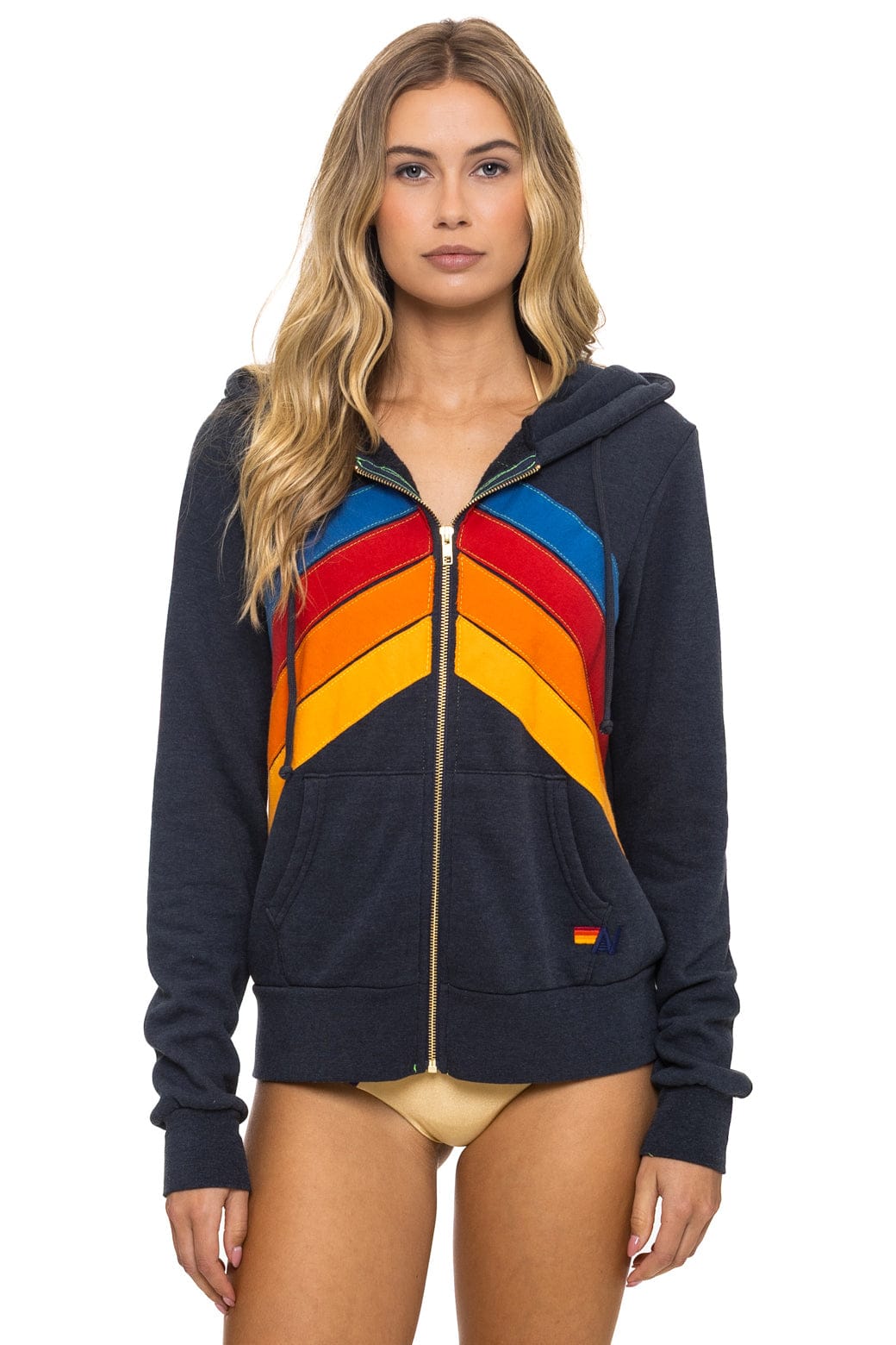 MOUNTAIN STITCH CHEVRON 4 ZIP HOODIE - CHARCOAL - Image 6