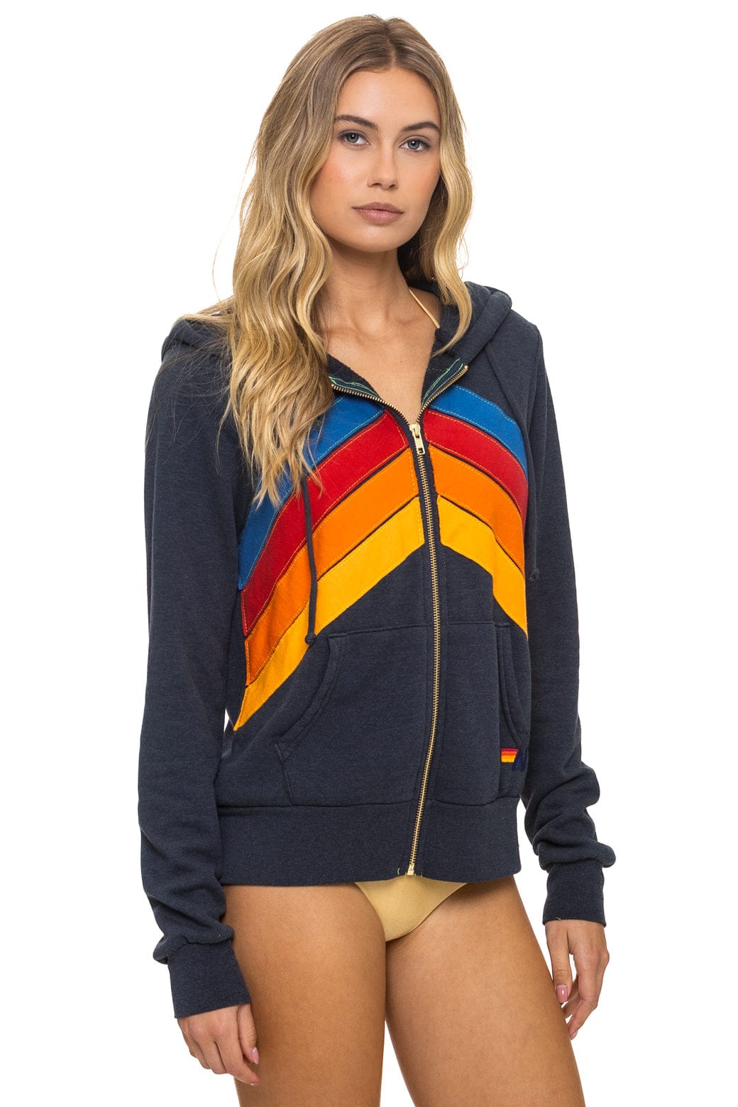 MOUNTAIN STITCH CHEVRON 4 ZIP HOODIE - CHARCOAL - Image 8
