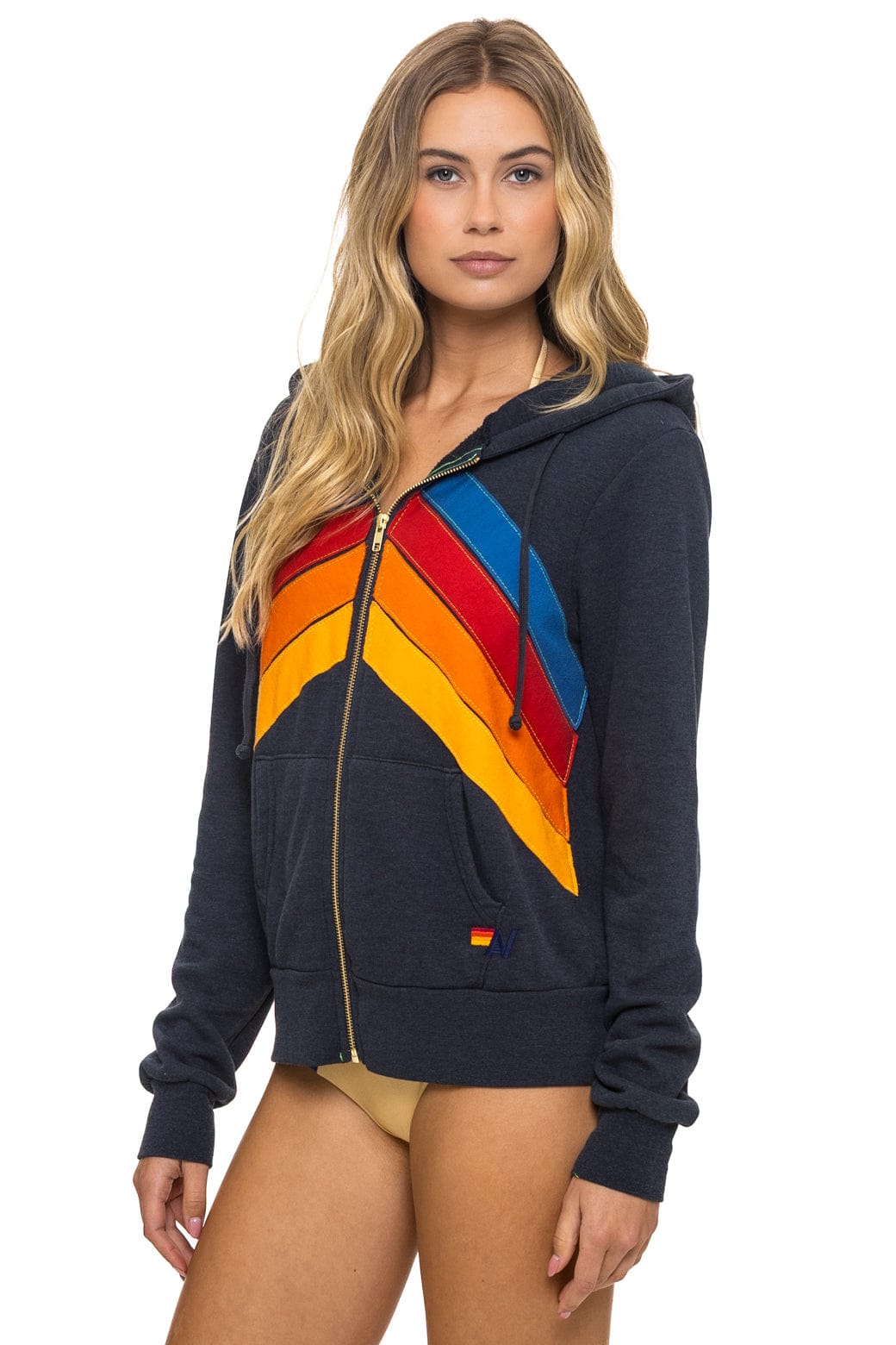 MOUNTAIN STITCH CHEVRON 4 ZIP HOODIE - CHARCOAL - Image 4