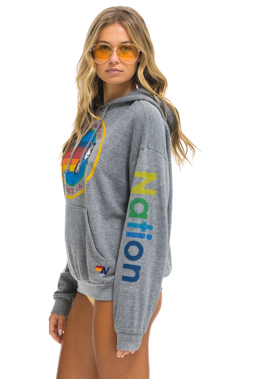 AVIATOR NATION RELAXED PULLOVER HOODIE - HEATHER GREY - Image 6