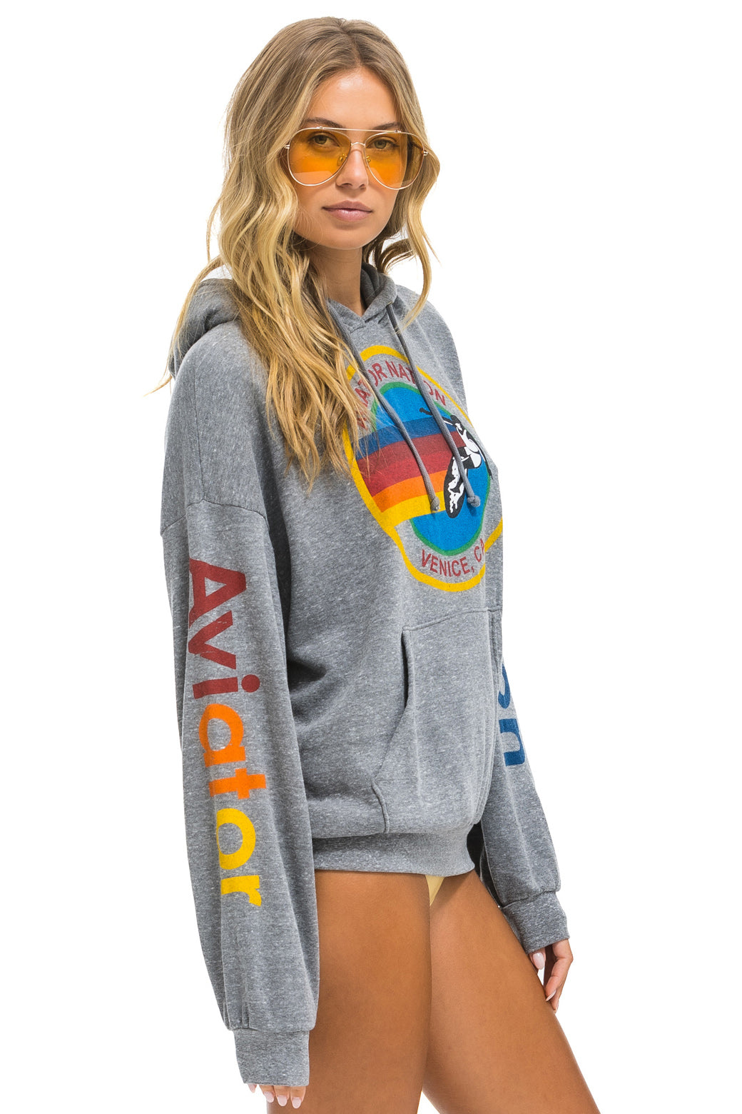 AVIATOR NATION RELAXED PULLOVER HOODIE - HEATHER GREY - Image 3