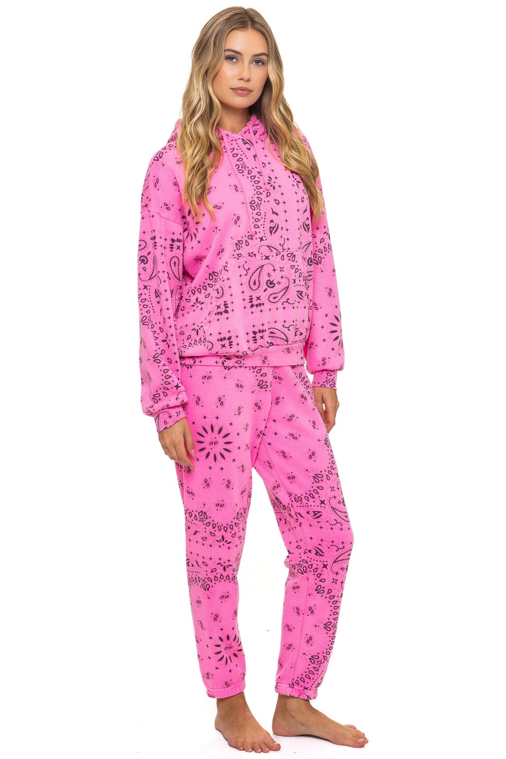 BANDANA RELAXED PULLOVER HOODIE - NEON PINK - Image 6