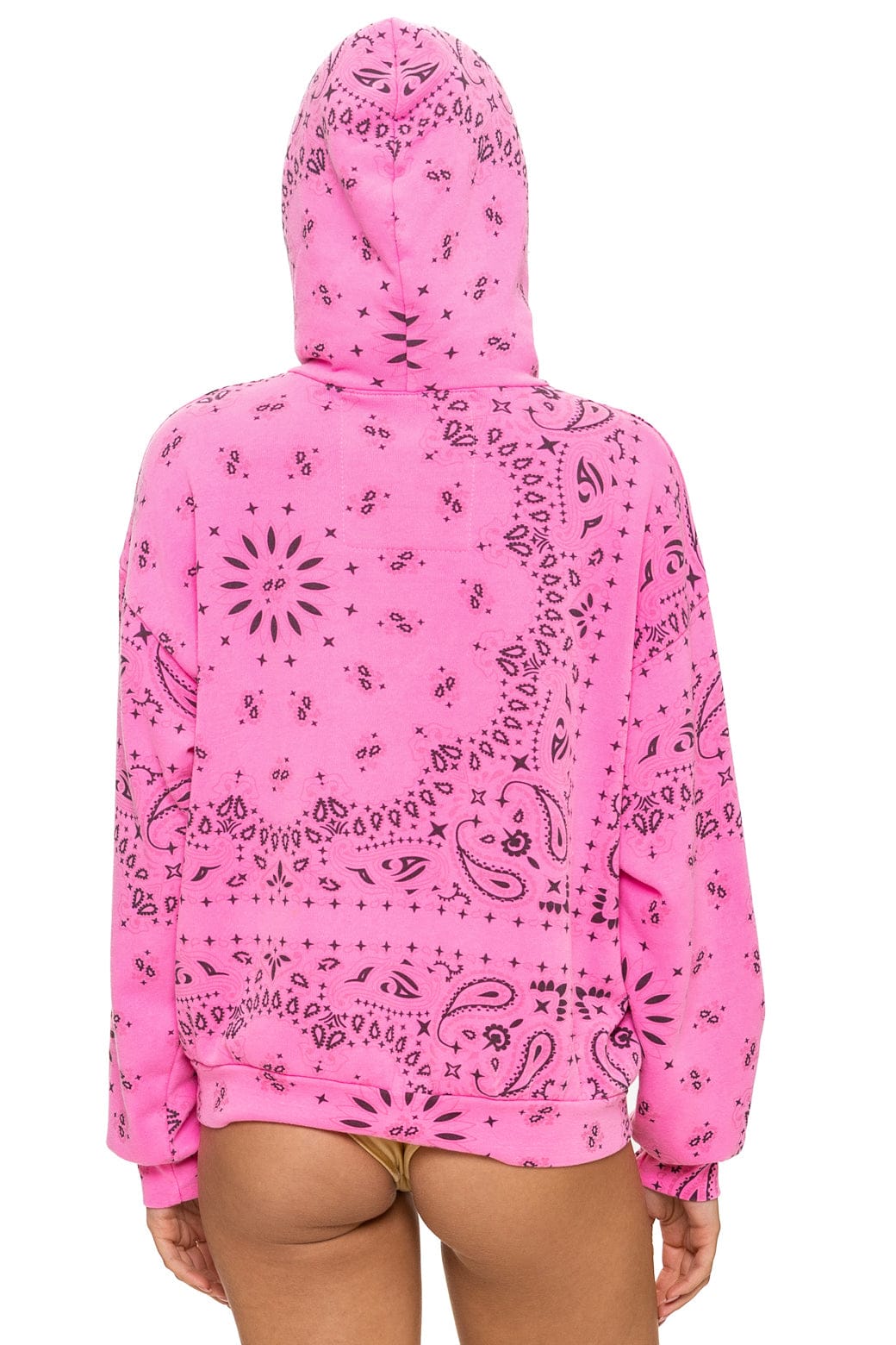 BANDANA RELAXED PULLOVER HOODIE - NEON PINK - Image 5