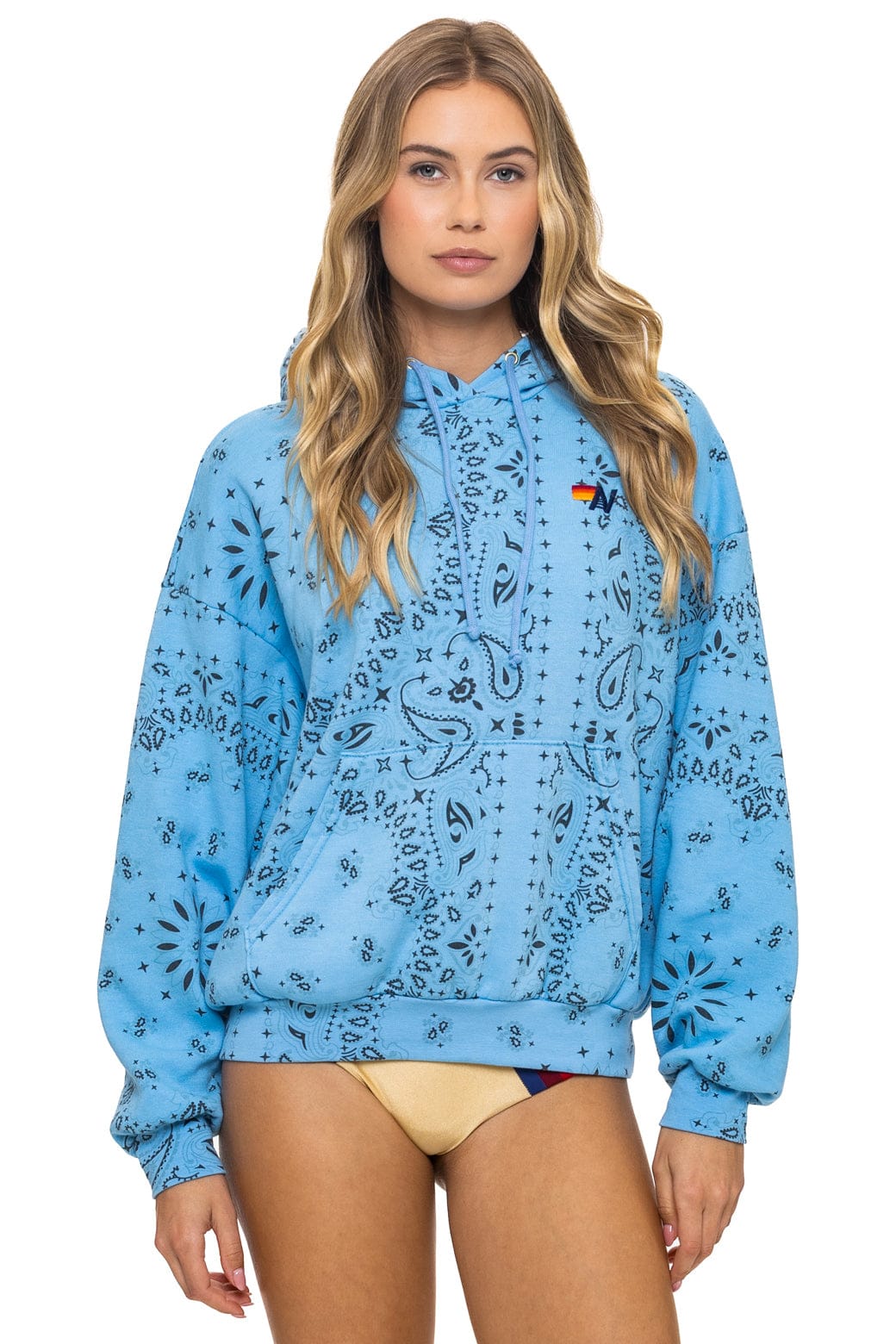 BANDANA RELAXED PULLOVER HOODIE - SKY - Image 5
