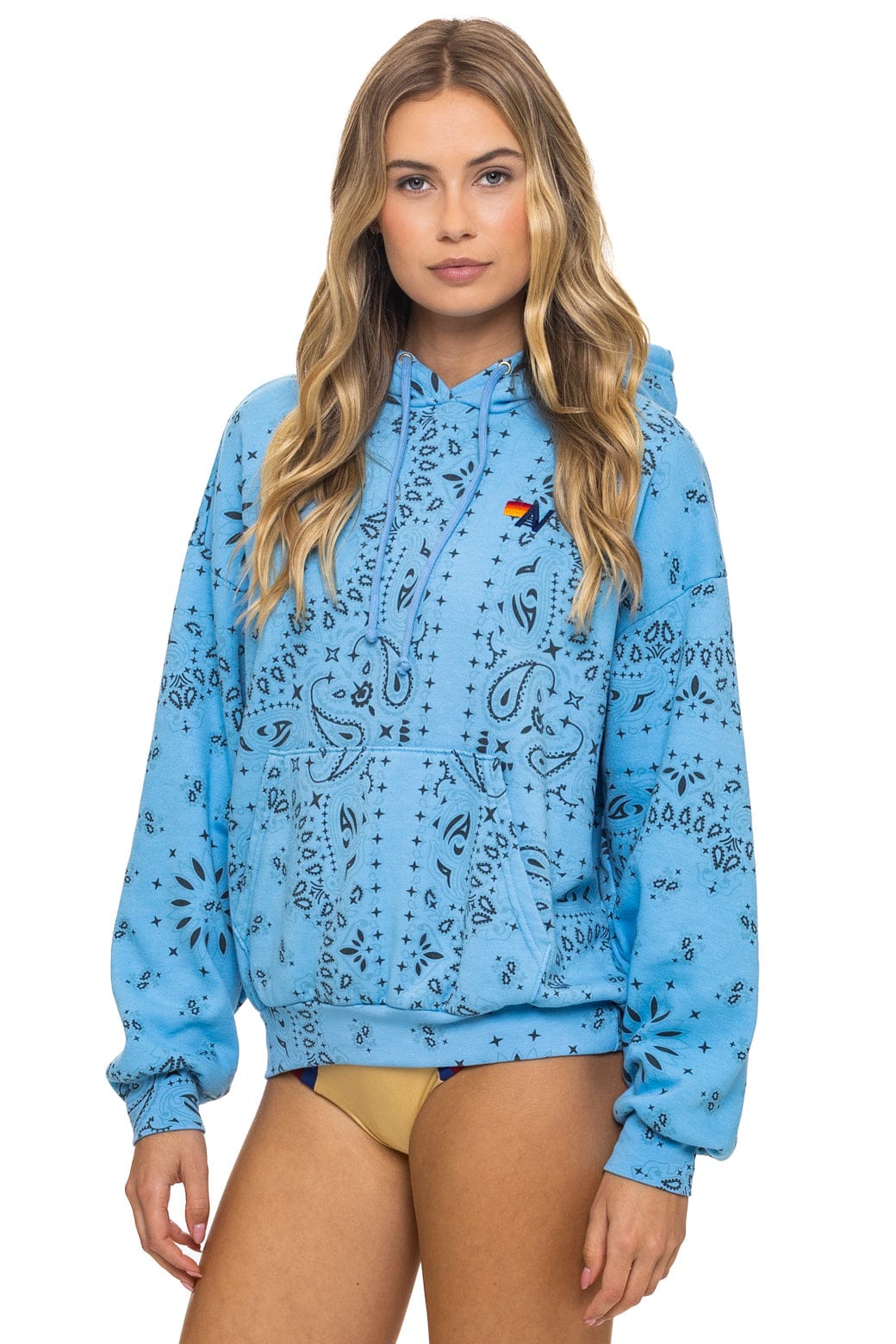 BANDANA RELAXED PULLOVER HOODIE - SKY - Image 3
