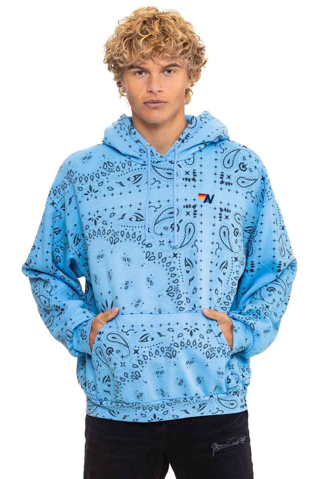 BANDANA RELAXED PULLOVER HOODIE - SKY - Image 6