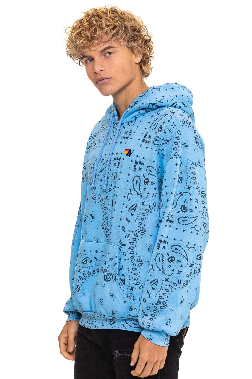BANDANA RELAXED PULLOVER HOODIE - SKY - Image 4