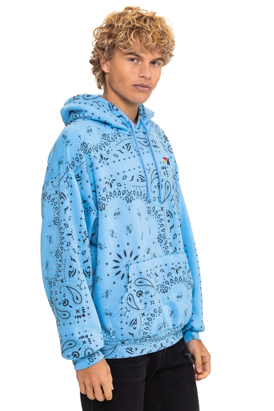 BANDANA RELAXED PULLOVER HOODIE - SKY - Image 8