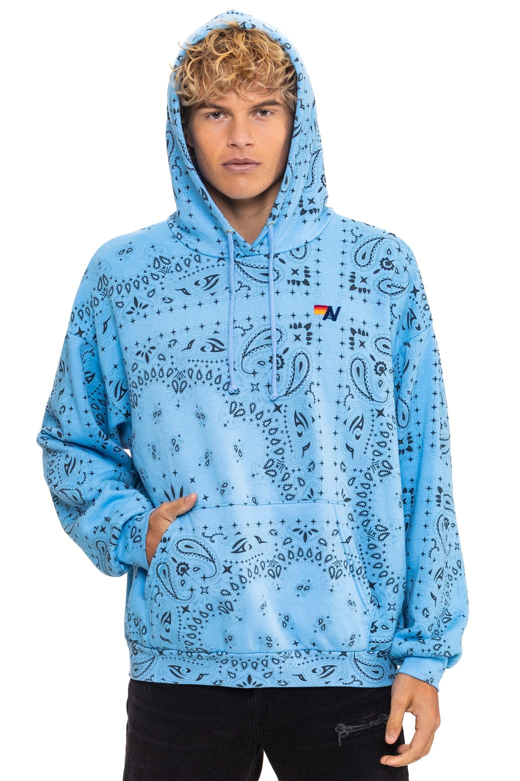BANDANA RELAXED PULLOVER HOODIE - SKY - Image 2