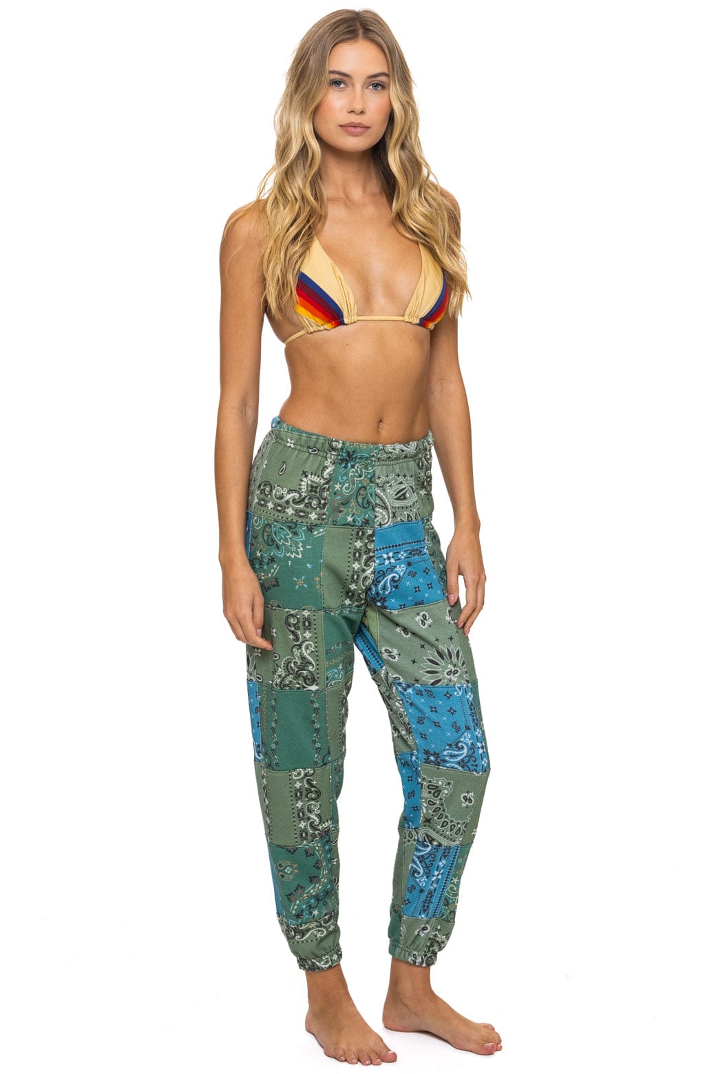 BANDANA QUILTED SWEATPANTS - GREEN - Image 5