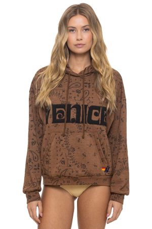 BANDANA VENICE RELAXED PULLOVER HOODIE - CINNAMON