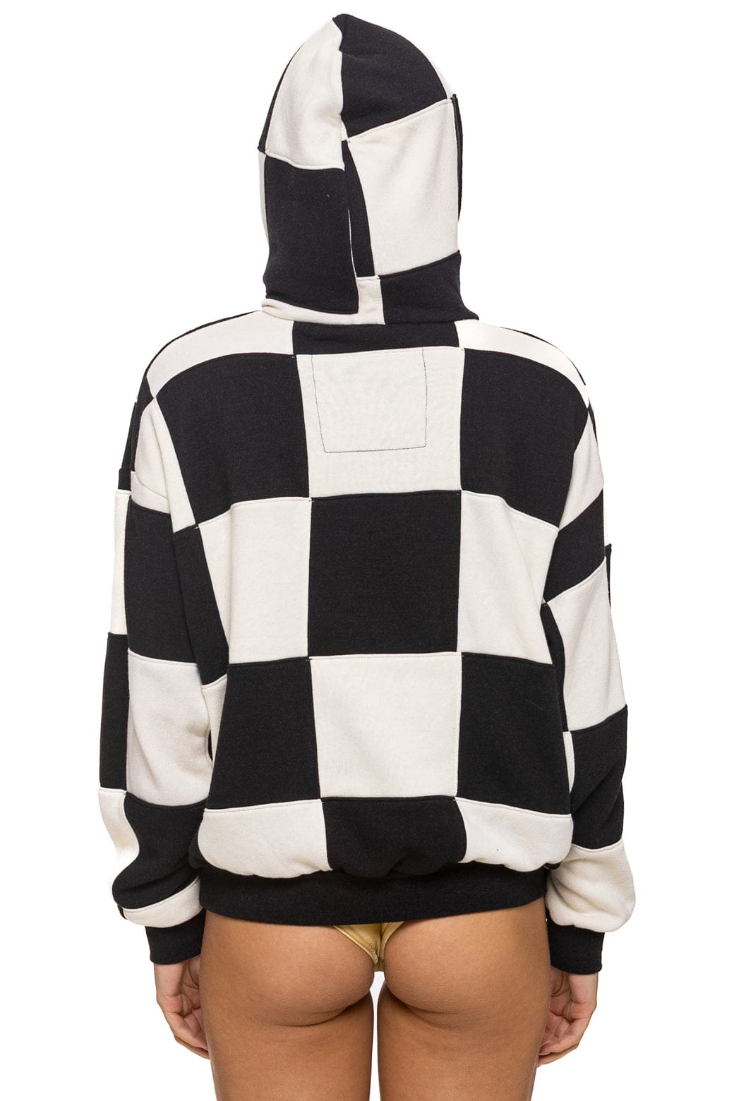 CHECK QUILT RELAXED PULLOVER HOODIE - VINTAGE WHITE // BLACK - Image 9