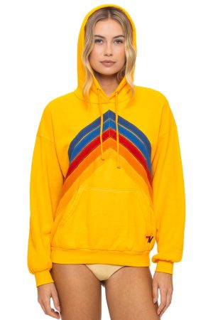 MOUNTAIN STITCH CHEVRON PULLOVER HOODIE RELAXED - GOLD