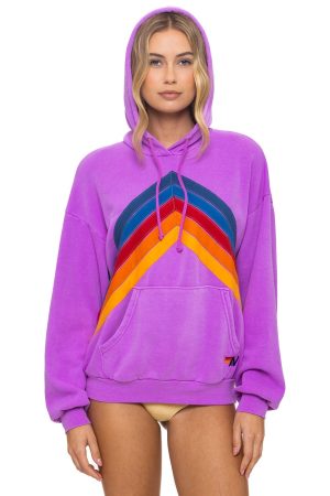 MOUNTAIN STITCH CHEVRON PULLOVER HOODIE RELAXED - NEON PURPLE