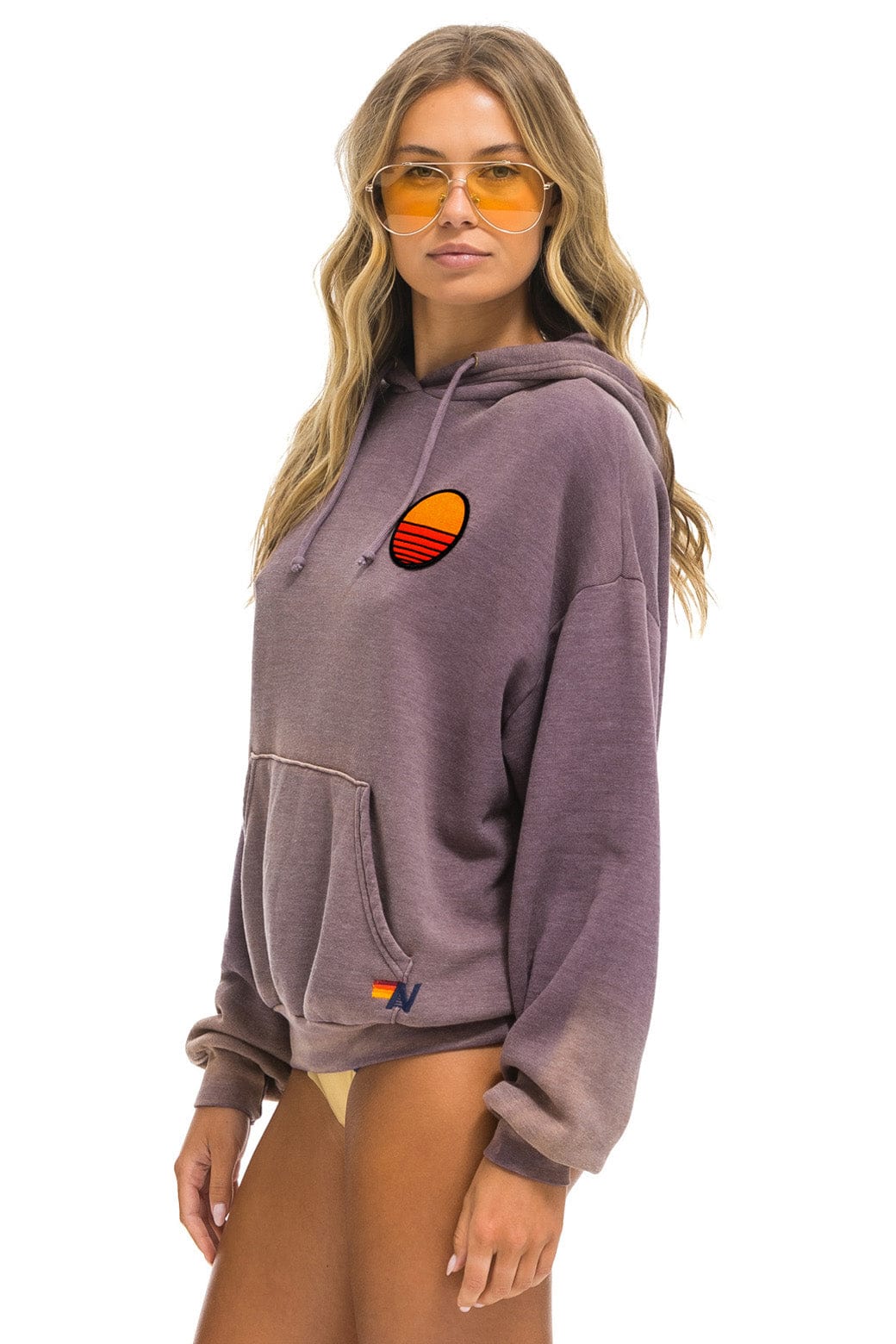 SUNSET PATCH PULLOVER RELAXED HOODIE - FADED MOCHA - Image 3