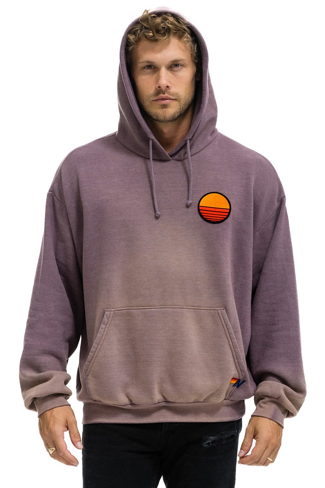 SUNSET PATCH PULLOVER RELAXED HOODIE - FADED MOCHA - Image 2