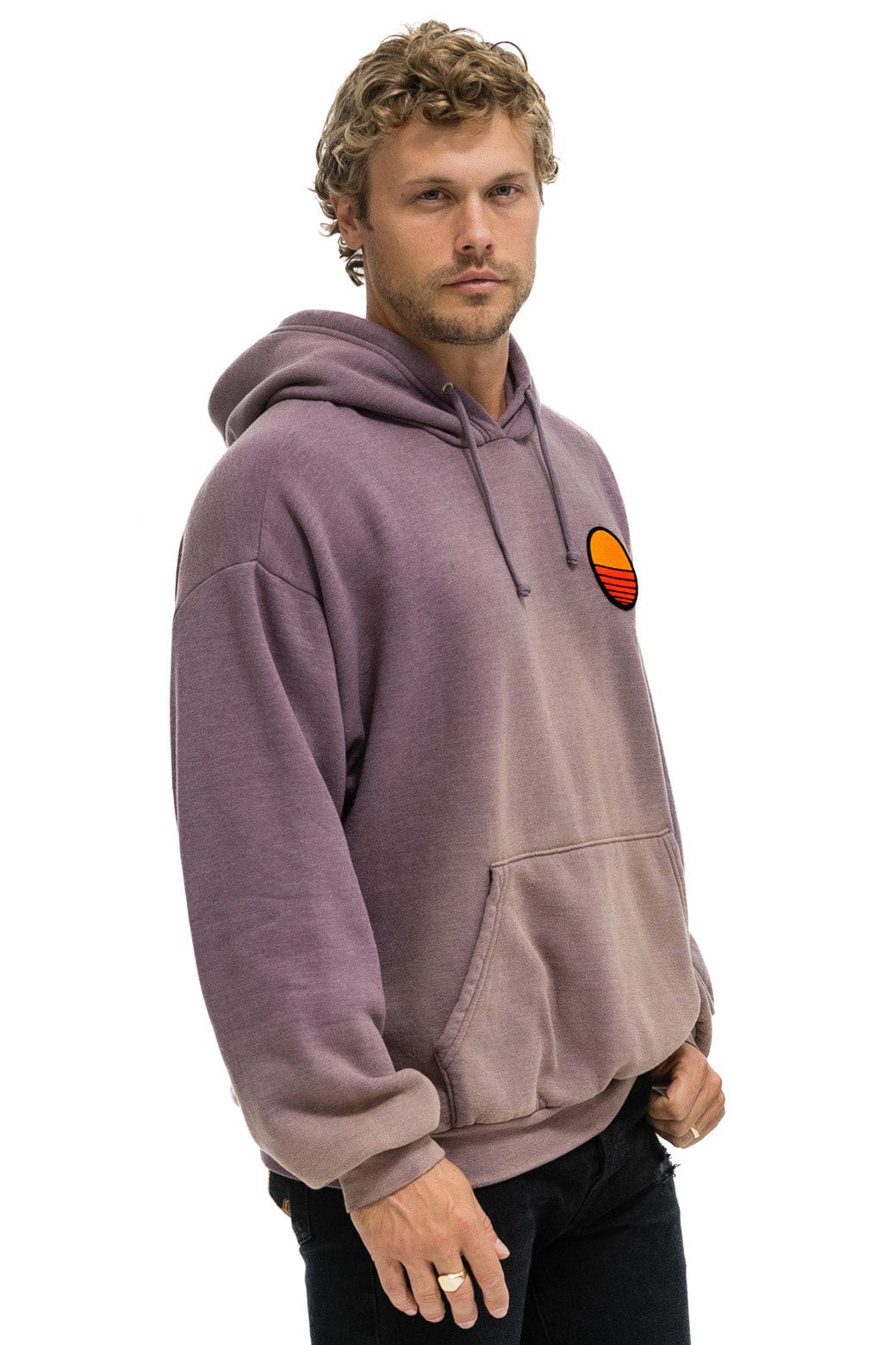 SUNSET PATCH PULLOVER RELAXED HOODIE - FADED MOCHA - Image 6