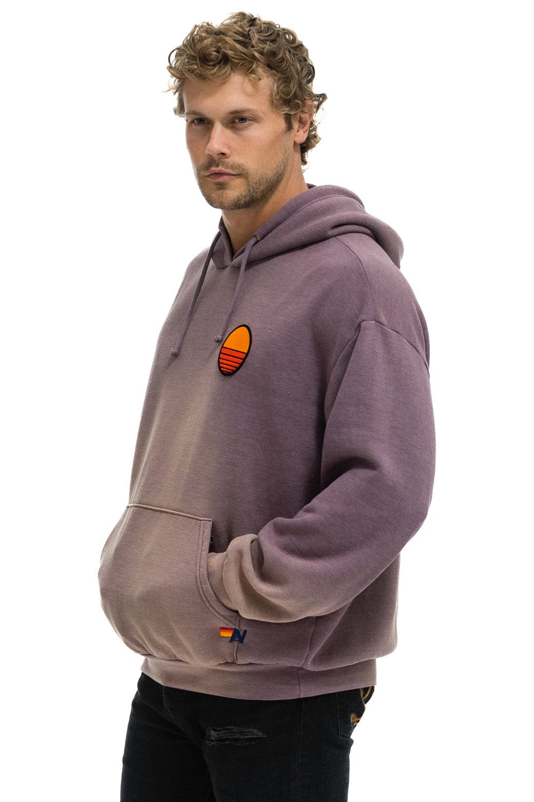 SUNSET PATCH PULLOVER RELAXED HOODIE - FADED MOCHA - Image 4