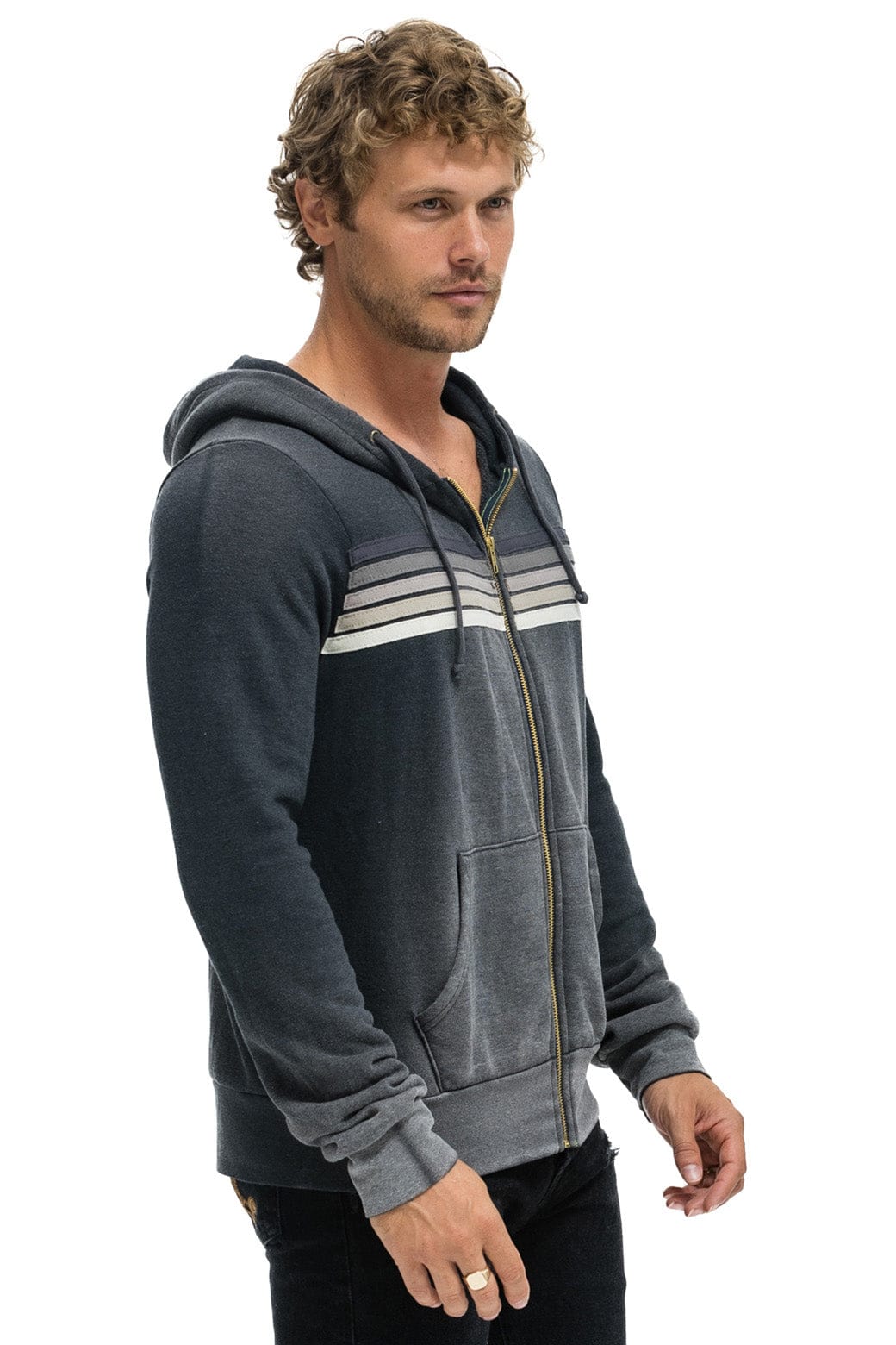 5 STRIPE HOODIE - FADED SMOKE - Image 7