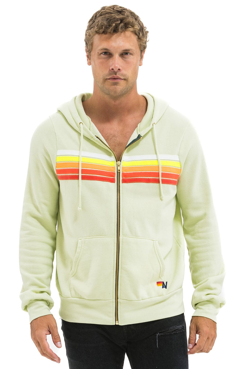 5 STRIPE HOODIE - LIME CREAM // WHITE NEON - Image 2