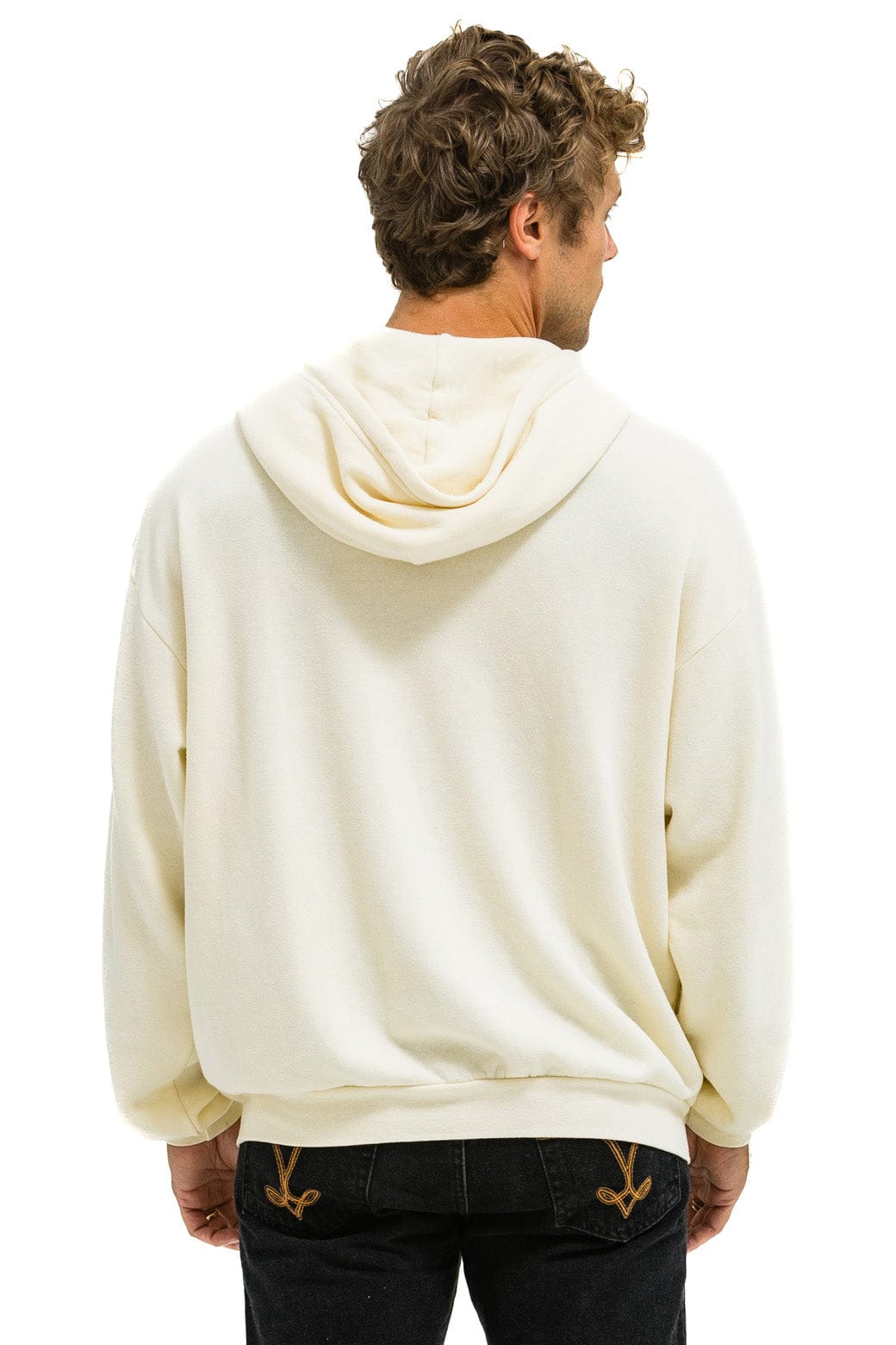 5 STRIPE RELAXED ZIP HOODIE - VINTAGE WHITE // NEON - Image 6
