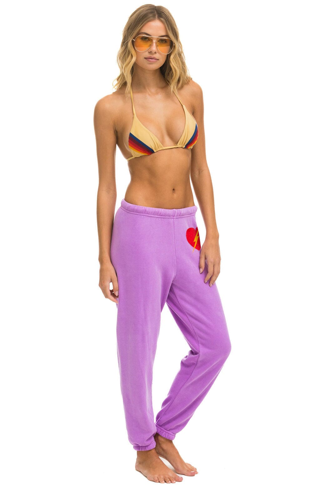 BOLT HEART SWEATPANTS - NEON PURPLE - Image 2