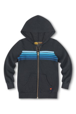 KID'S 5 STRIPE HOODIE - CHARCOAL // BLUE