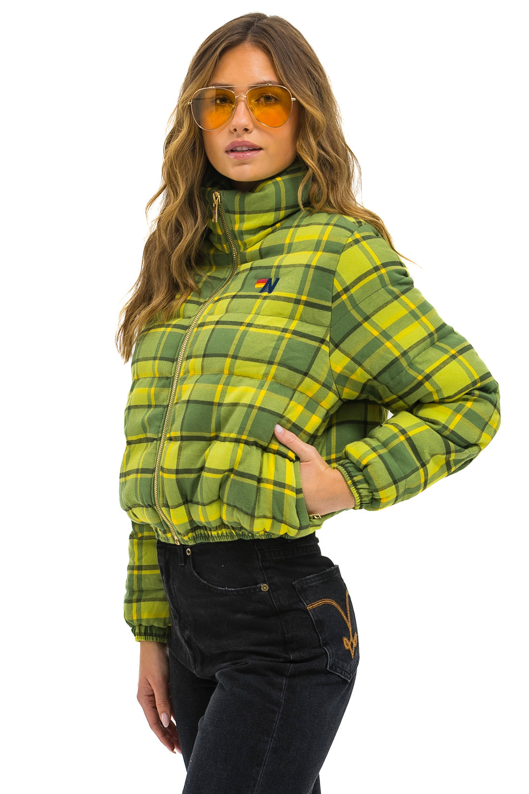 APRES PLAID PUFFER JACKET - AVOCADO PLAID - Image 2