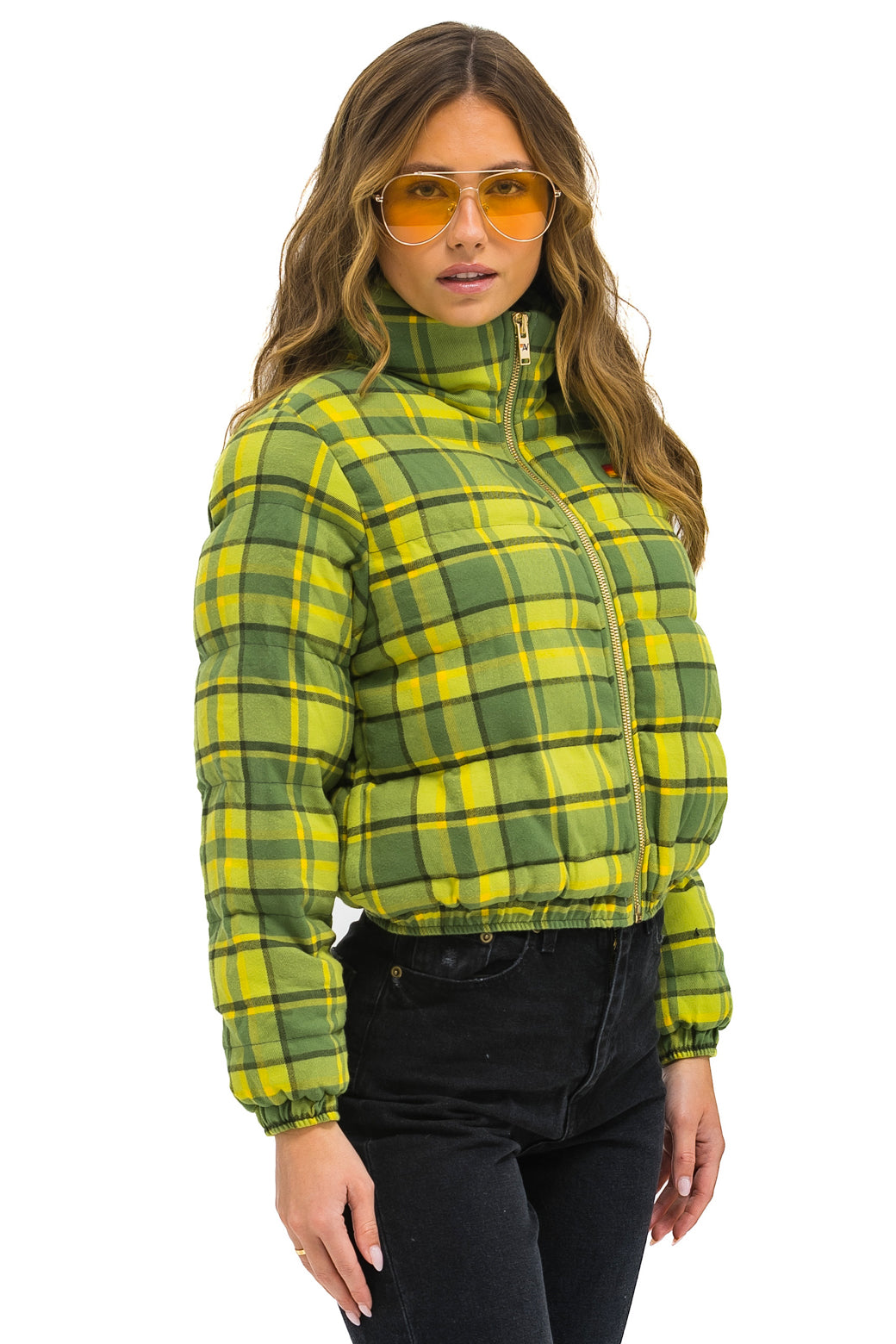APRES PLAID PUFFER JACKET - AVOCADO PLAID - Image 4