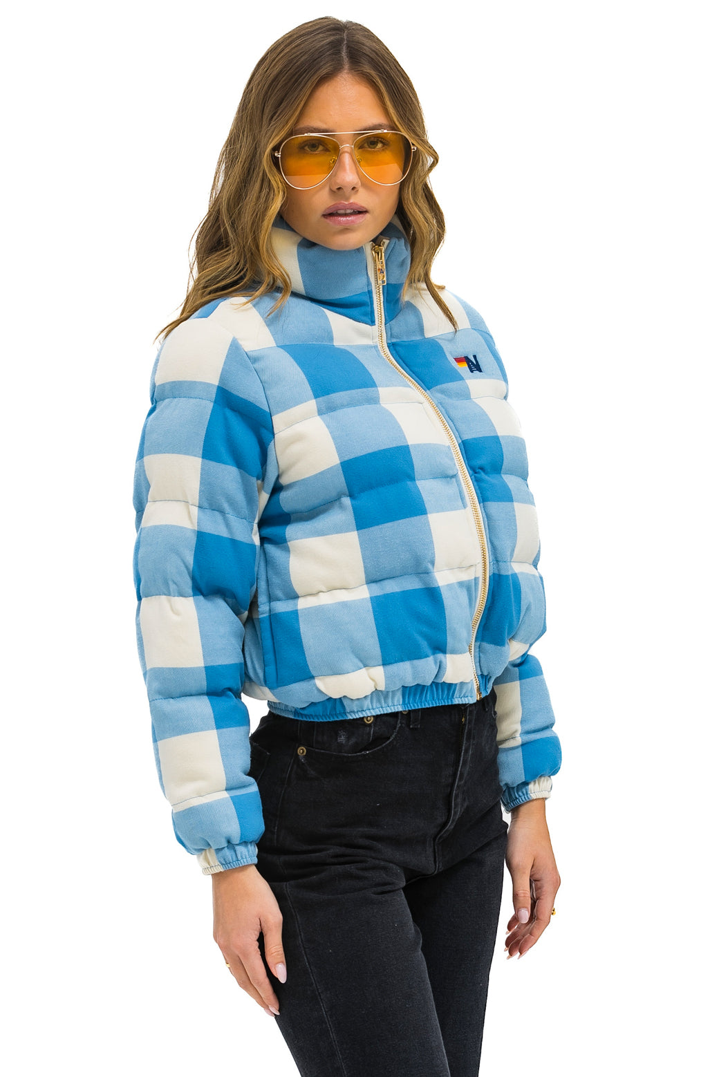 APRES PLAID PUFFER JACKET - SKY PLAID - Image 4