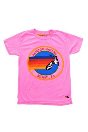 KID'S AVIATOR NATION MIAMI TEE - NEON PINK