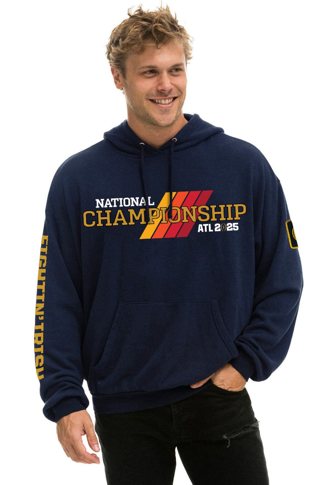 NOTRE DAME CFP 2025 UNISEX RELAXED PULLOVER HOODIE - NAVY - Image 3
