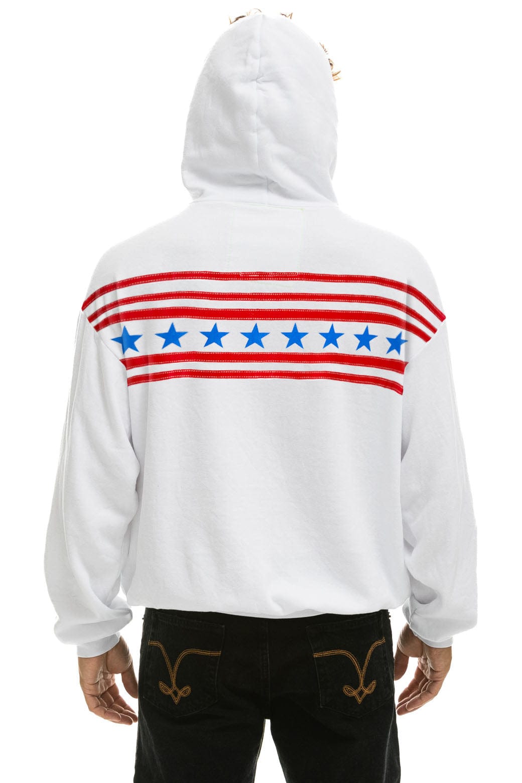 STARS RELAXED PULLOVER HOODIE - WHITE // USA - Image 4