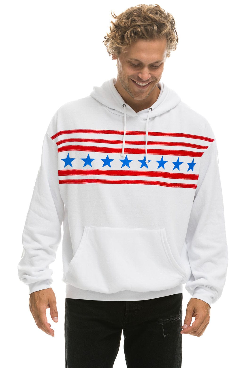 STARS RELAXED PULLOVER HOODIE - WHITE // USA - Image 2