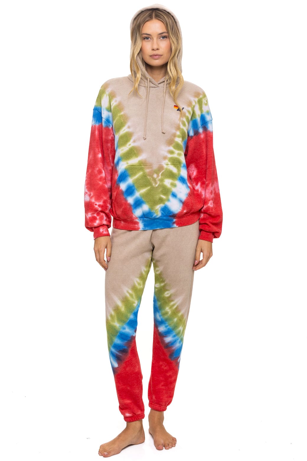 HAND DYED V SWEATPANTS - TIE DYE SAND // BLUE RED - Image 2