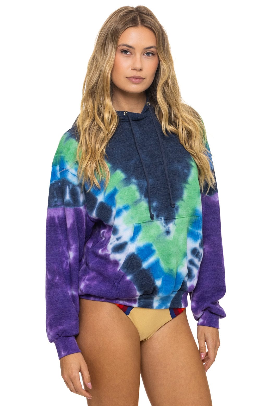 HAND DYED V RELAXED PULLOVER HOODIE - TIE DYE MIDNIGHT // PURPLE - Image 7