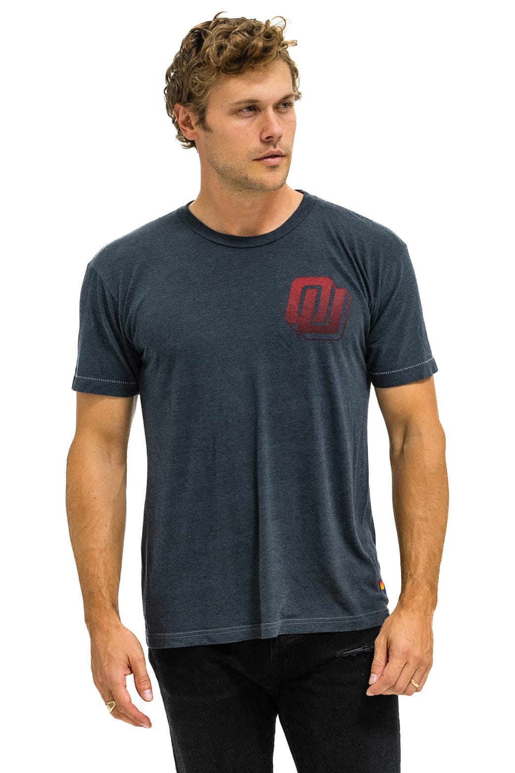 UNIVERSITY OF OKLAHOMA BOLT CREW TEE SHIRT - CHARCOAL - Image 4