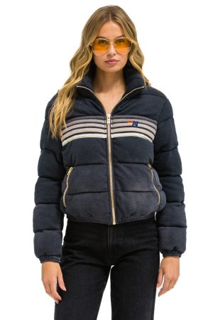 5 STRIPE FADED APRES JACKET - FADED SMOKE