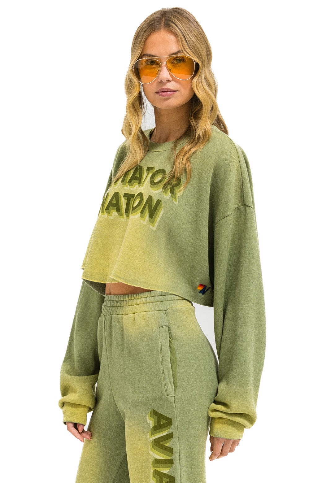 AN 3D CROPPED CREW SWEATSHIRT RELAXED - FADED ARMY - Image 2